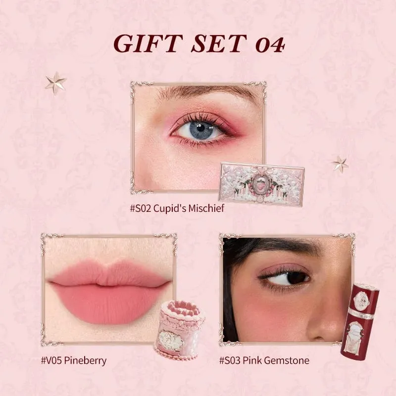 Flower Knows Strawberry Cupid Collection Makeup Gift Set include Make-up Palette+Cake Lip Cream+Liquid Blush