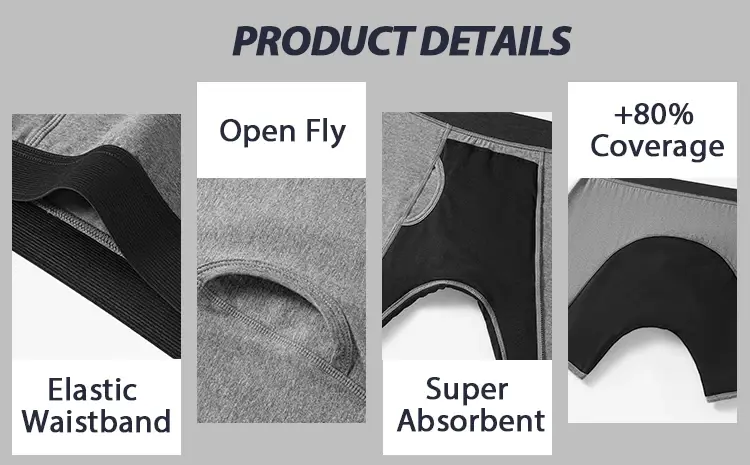 Ultra-Absorbent Incontinence Underwear Men Panties Maximum Absorbency Overnight Urinary Briefs Leak Protection Men Boxers