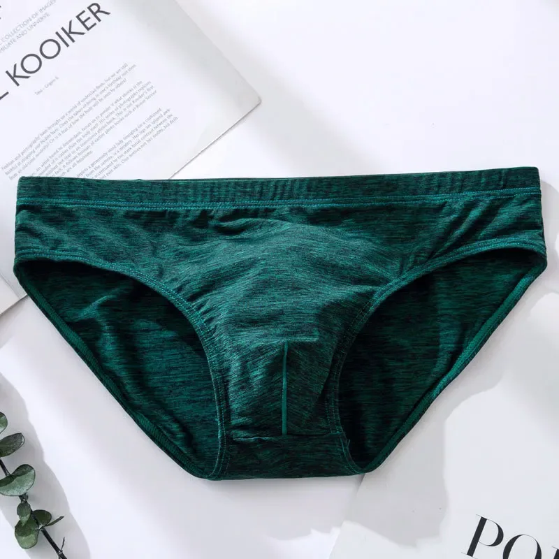 Men's Sexy Brief Ice Silk Elastic Quick Dry Cool Feel Underwear Youth Low-rise U Convex Pouch Sports Panties Comfortable Mankini