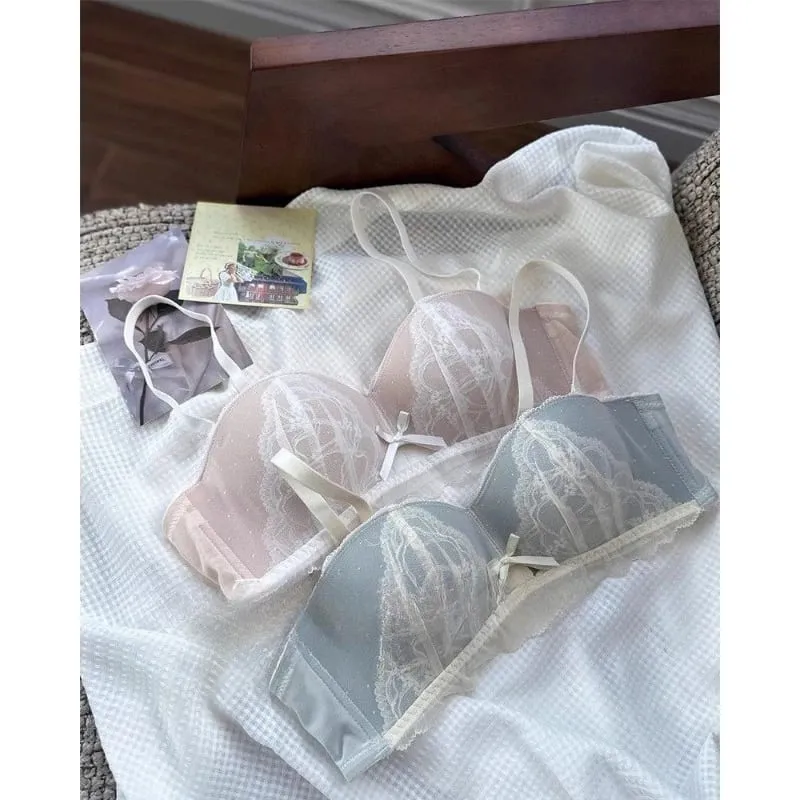 Victoriansk inspireret Demi BH & Knicker Sæt | Sheer Mesh Lace Push Up for lille buste Anti-Sagging | Luksus Lingeri MOYISU Trusse