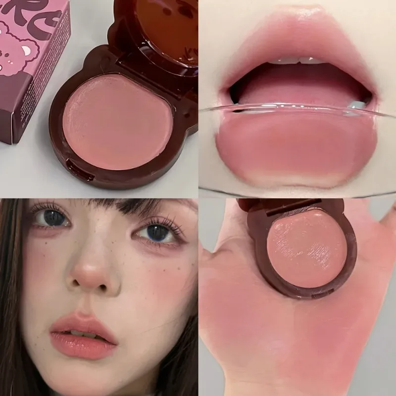 Bear Multi-use Cheek Lip Stick Creamy Soft Texture Natural Brightening Complexion Daily Blush Velvety Smooth Lipstick Makeup