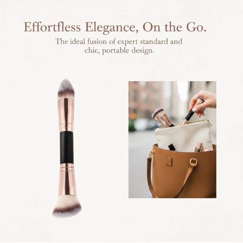 4Pcs Non-shedding Dual Ended Cosmetic Brushes Foundation Blush Concealer Loose Powder Makeup Brush Set