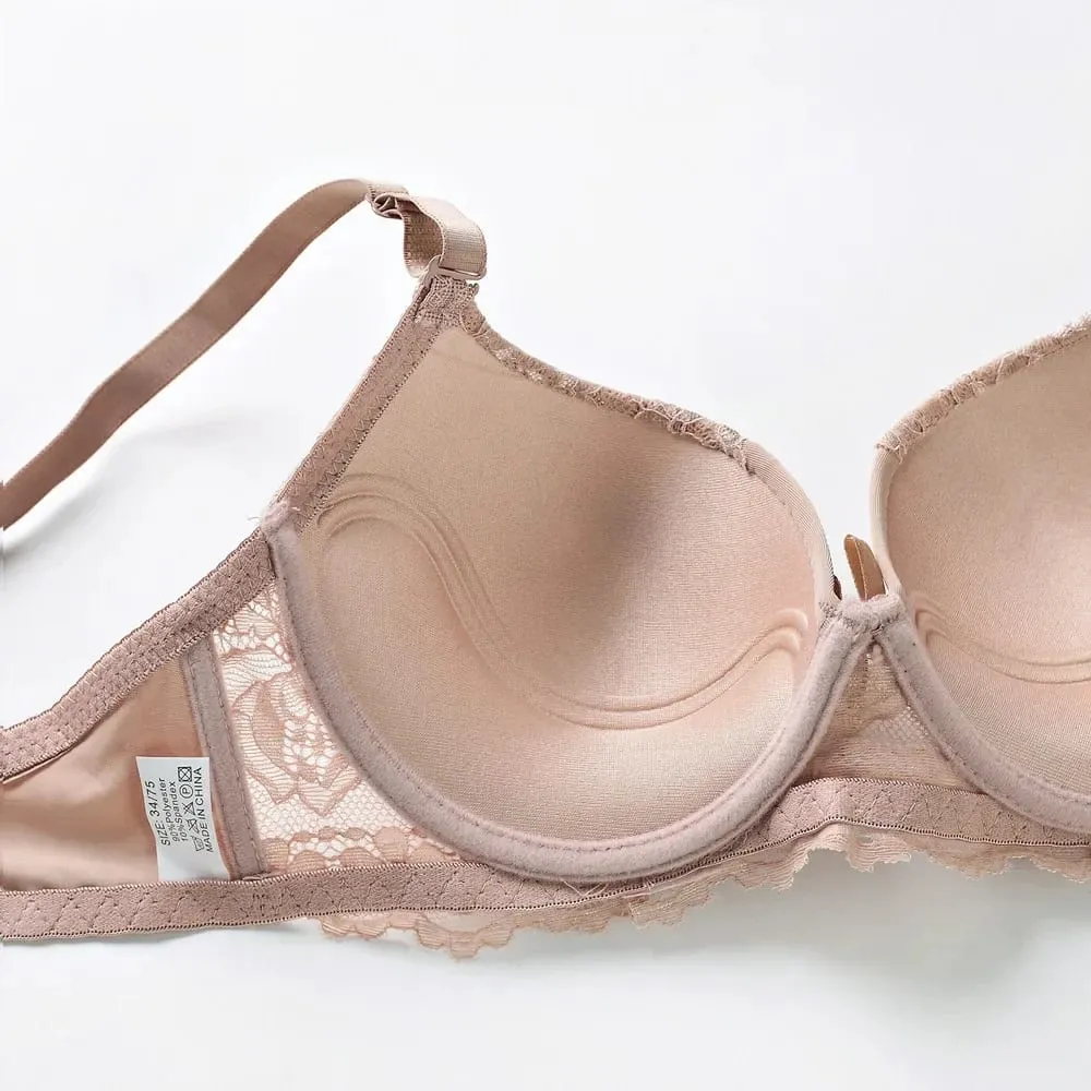 Bra Set Women's Sexy Lace Thin Cup Gather Adjustable Push Up Breathable Comfort Soft Ladies Underwear Lingerie Sets Bra Set