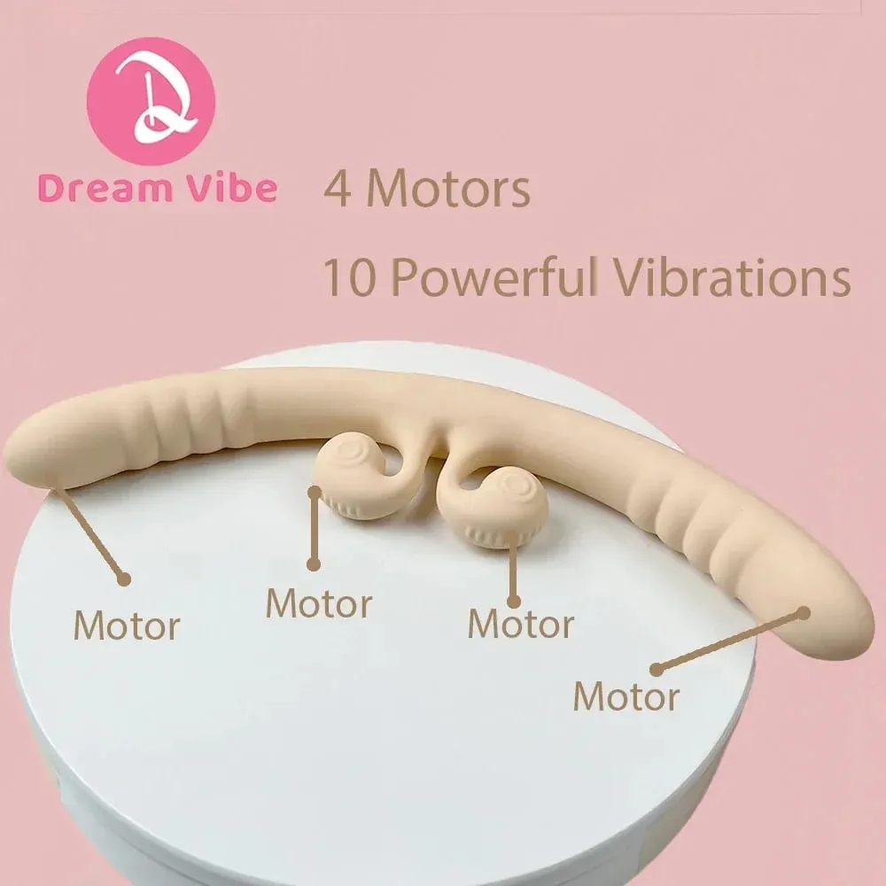4-Motor Double Dildo Vibrator 10 Powerful Vibrations Women's Pleasure Massager Lesbian Love Toy Gift Penetration Sex Toy Girl