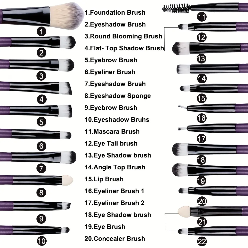 20pcs Eye Makeup Brush Set Portable Soft Makeup Brushes Beauty Tools Foundation Eyeshadow Eyeliner Brush Multi-function Beginner