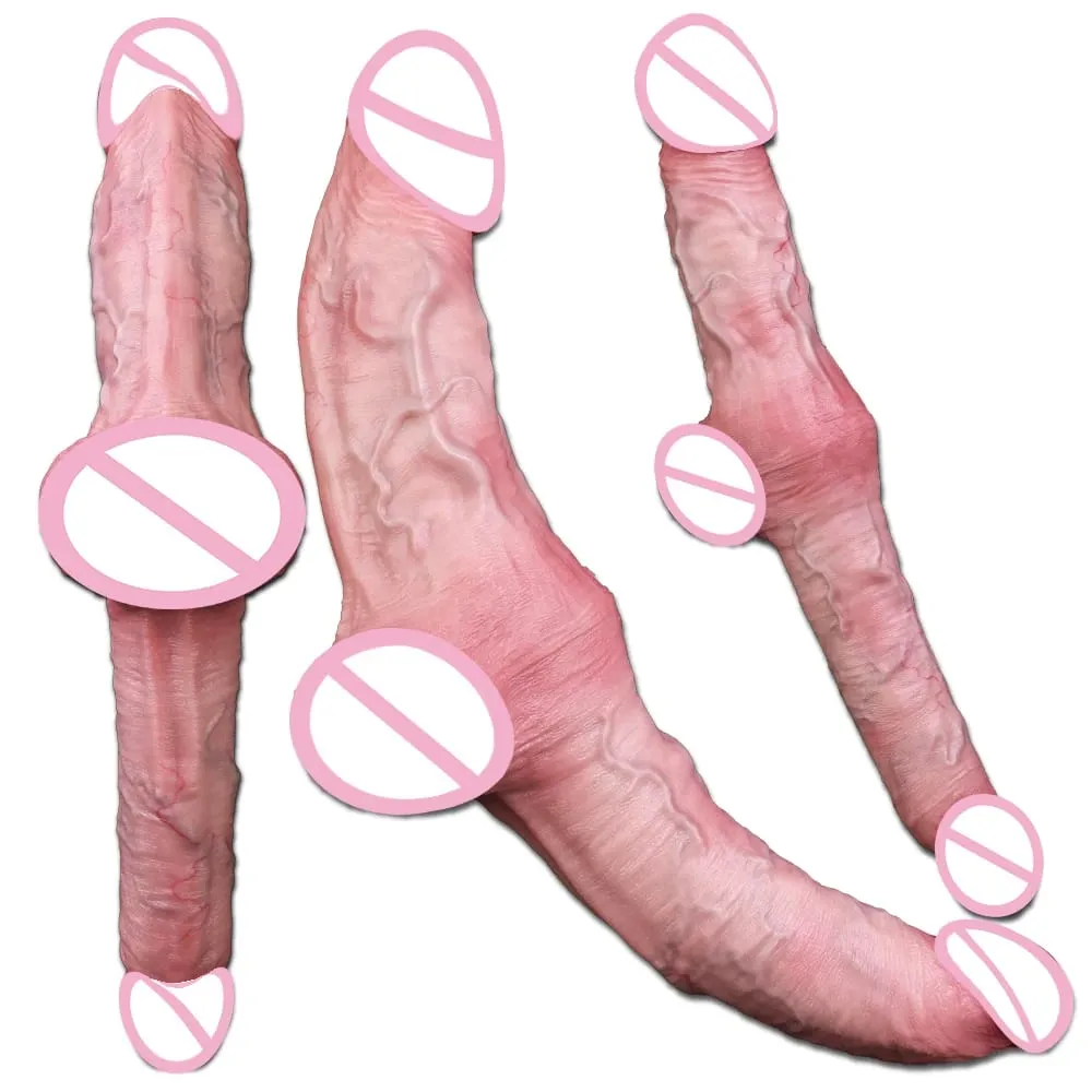 Realistic Dildo Double Side Buttplug Couple Buttplug Soft Silicone G-spot Stimulator Anus Dilator Dual End Penis Sex Toy — image 1