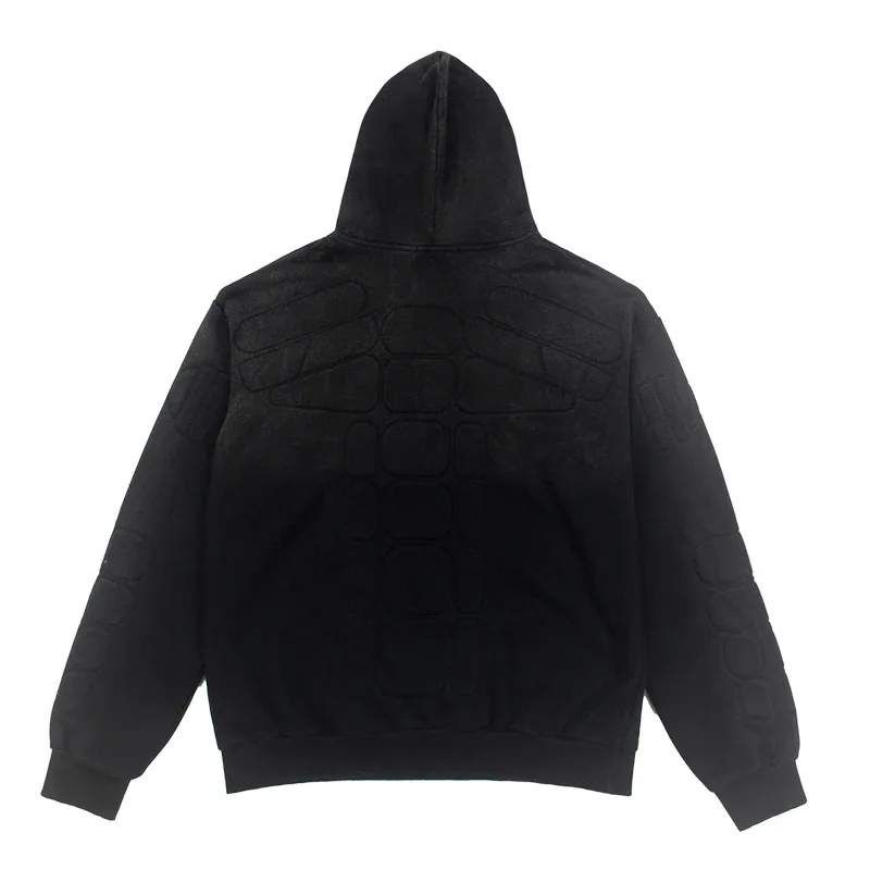 Street Casual SATOSHI Hoodies Pullover Embossed Pattern Embroidery Turtle Shell Design Washed Hooded Men Women Loose Sweatshirts