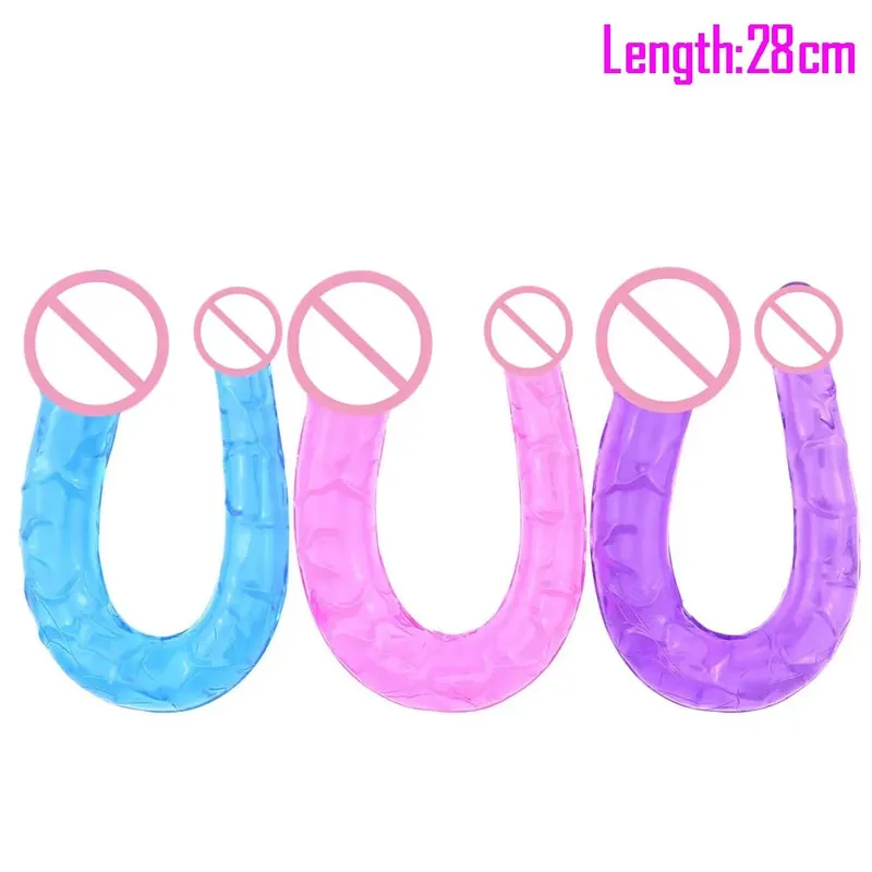 Zachte Jelly Dildo Dubbele Lange 46 cm Realistische Pik Lesbische Vaginale Anale Plug Flexibele Nep Penis voor Vrouwen Seksspeeltjes