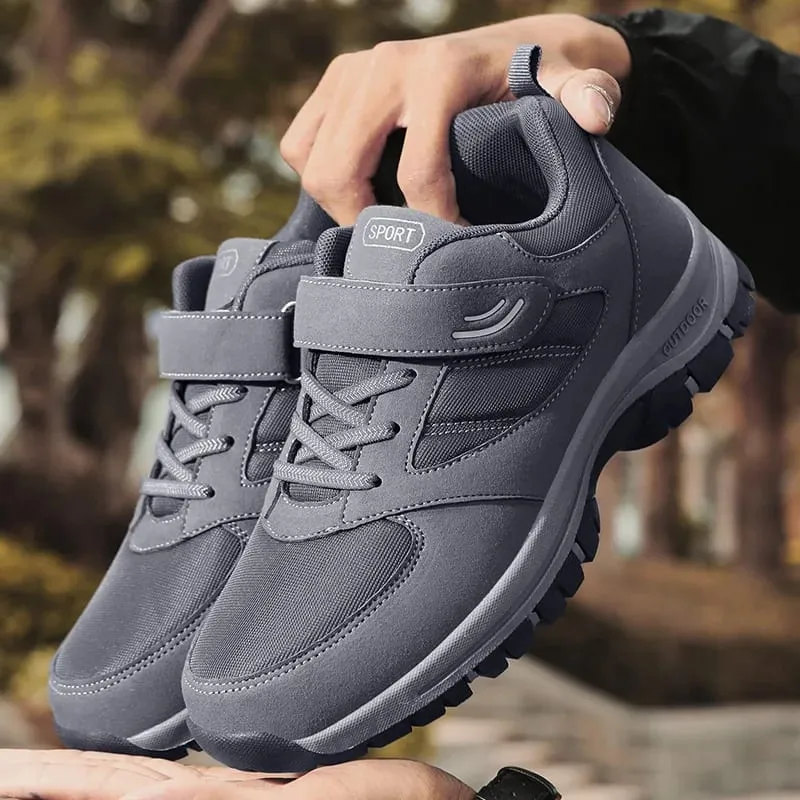 Men's Trendy Running Shoes With Hook And Loop Fastener Comfy Breathable Wear Resistant Shock Absorption Cushioned Sneakers
