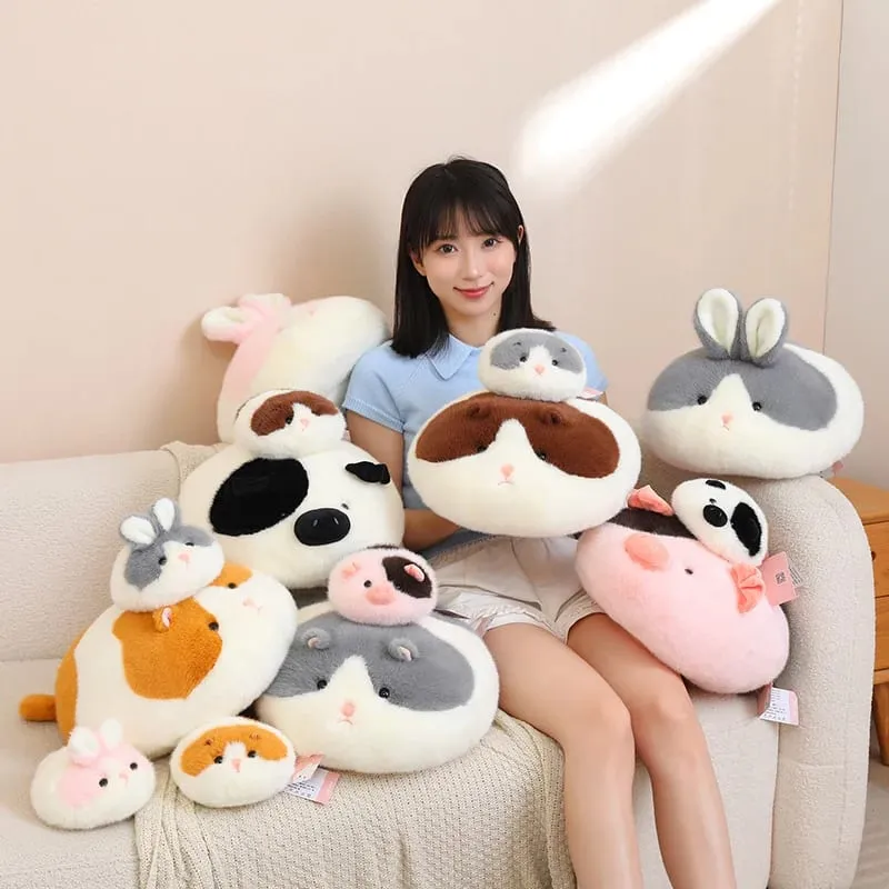 40cm Fluffy Animal Plush Pillow Hamster Rabbit Cow Pig Decompression Sofa Cushion Photography Prop Holiday Present