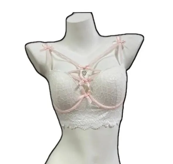 Magic Bust Boost Reggiseno in pizzo Decorazione con pendente a cuore Allure sexy Intimo donna Push‑Up Lingerie S‑XL Taglia 32‑38AB Coppe