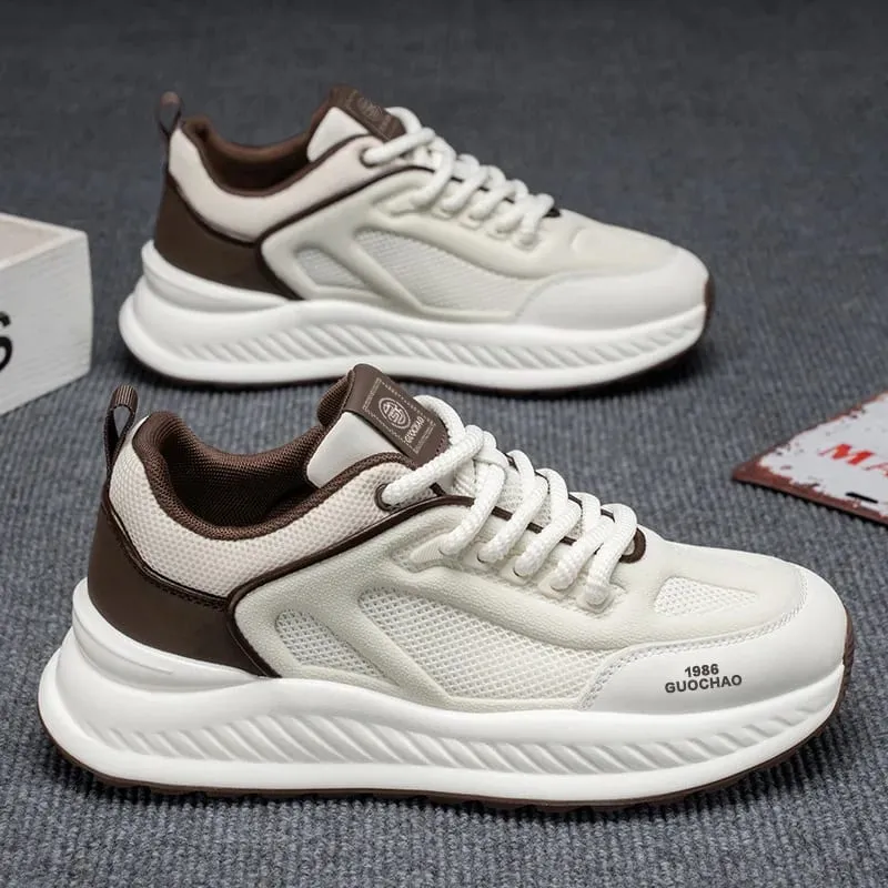 Spring Summer Men Sneakers Breathable Mesh Casual Shoes Platform Chunky Dad Footwear Lace Up Male Walking Running Shoes — image 4