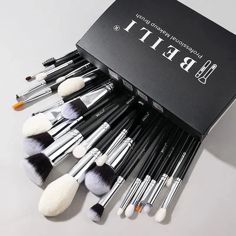 Black Professional Makeup Brush Set Natural Goat Hair Foundation Contour Eyeshadow Beauty Tools for Perfect Application — image 1