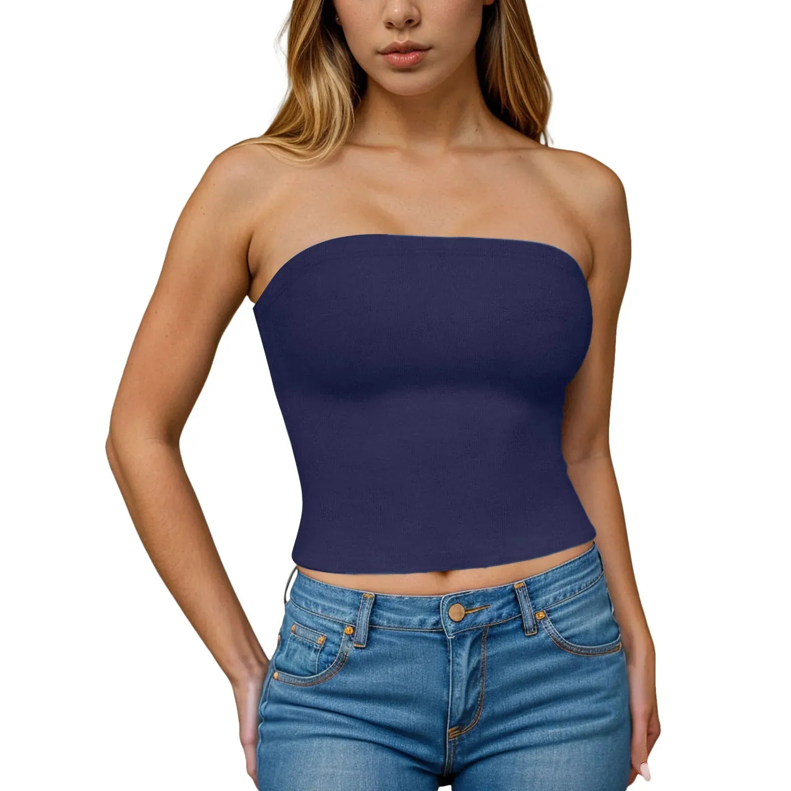 Sexy Off Shoulder Tube Tops Women Strapless Solid Color Backless Bandeau Tops Summer Slim Fit Bottoming Shirts Underwear