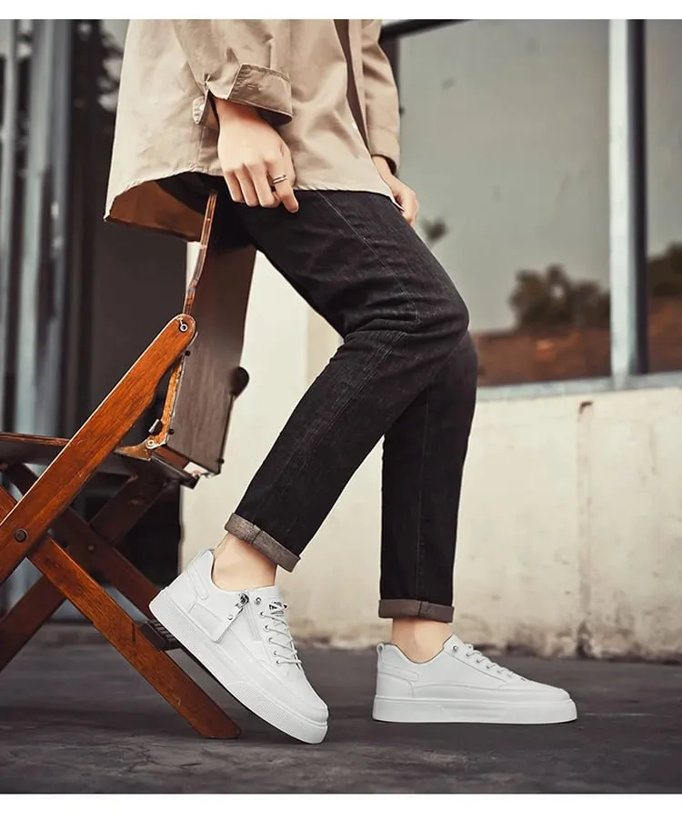 Men's Street Fashion Skateboard Shoes Versatile Sport Casual Sneakers Youth College Style White Shoes