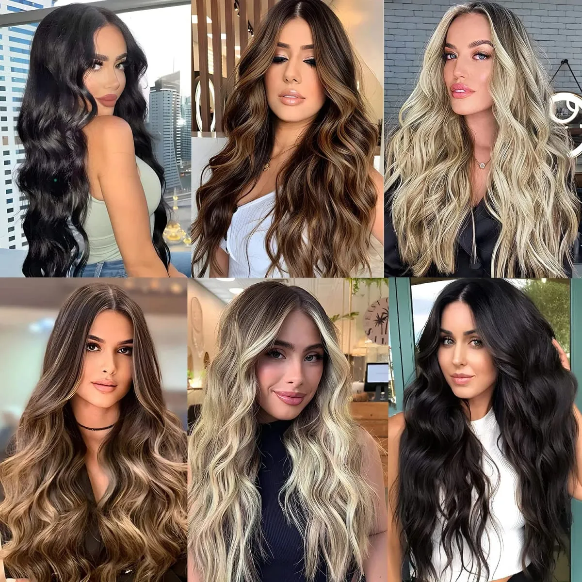 4 Buah Ekstensi Rambut Klip In 22 Inci Potongan Rambut Keriting Bergelombang Sintetis Panjang Ekstensi Klip In Tak Terlihat Lembut Berlapis untuk Wanita