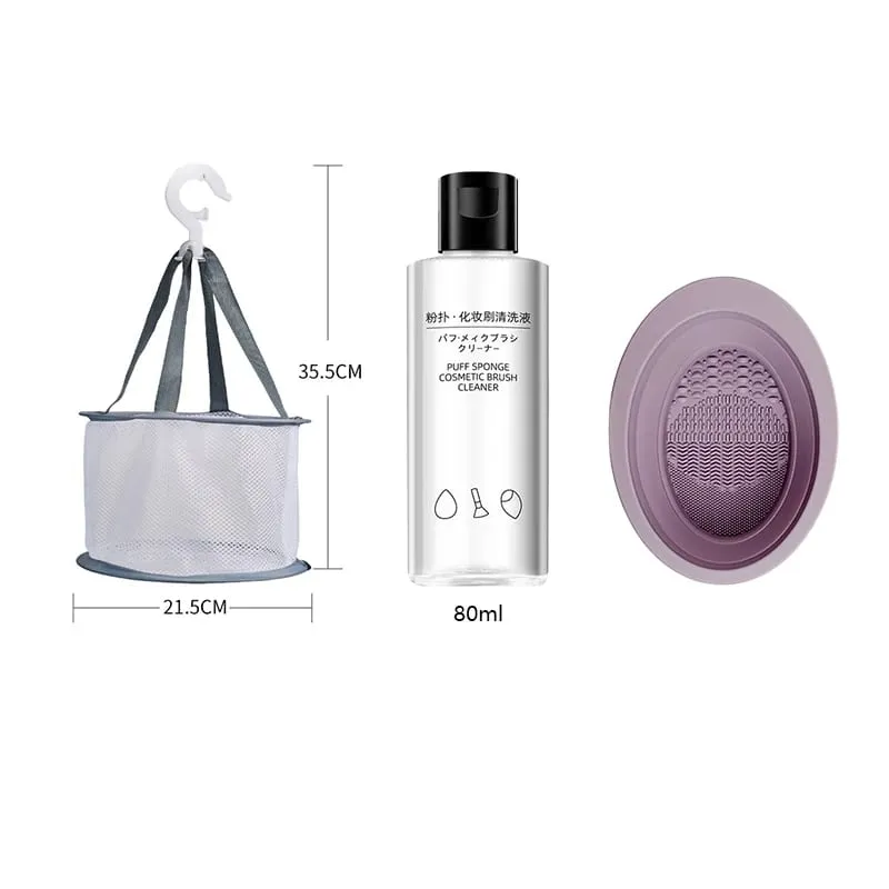 Makeup Brushes Sponge Blender Puff Cleaner Make Up Tools Washing Cleaning Liquid Bowl Air Drying Net Set For Powder Eyeshadow