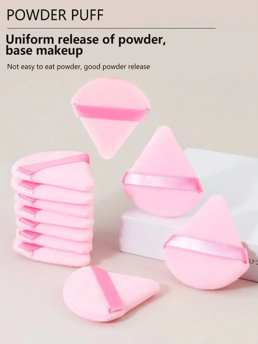 10 Pcs Triangle Velvet Powder Puff Pizza Flours Mini Face Makeup Sponge Cosmetics Washable Lightweight Makeup Tool