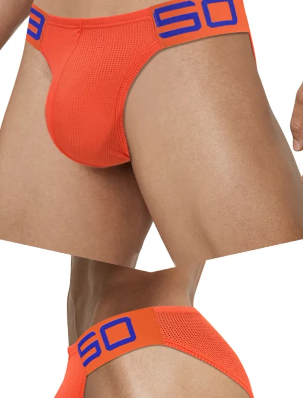 Herren-Slip aus Nylon-Mischgewebe, atmungsaktiv, Horn, Spleiß, Buchstabenprägung, breiter elastischer Bund, fluoreszierende Farbe, sexy Unterwäsche