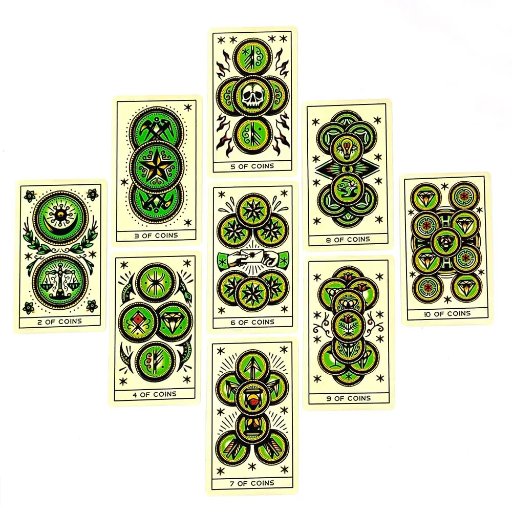 Hot-selling Tattoo Tarot Cards A 78 Tarot Deck PDF Guidebook Future Divination Borad Playing Games Family Gathering Card Game