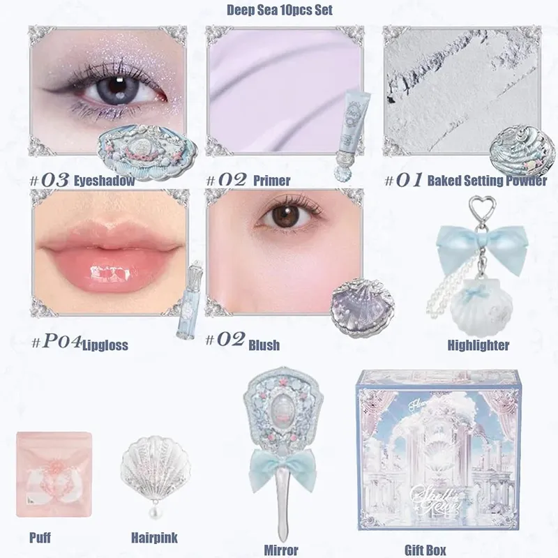 Flower Knows Shells Pearl Eyeshadow Essence Lip Honey Blush Cheek Makeup Front Ocean Gift Box Makeup Kit Full Professional — image 16