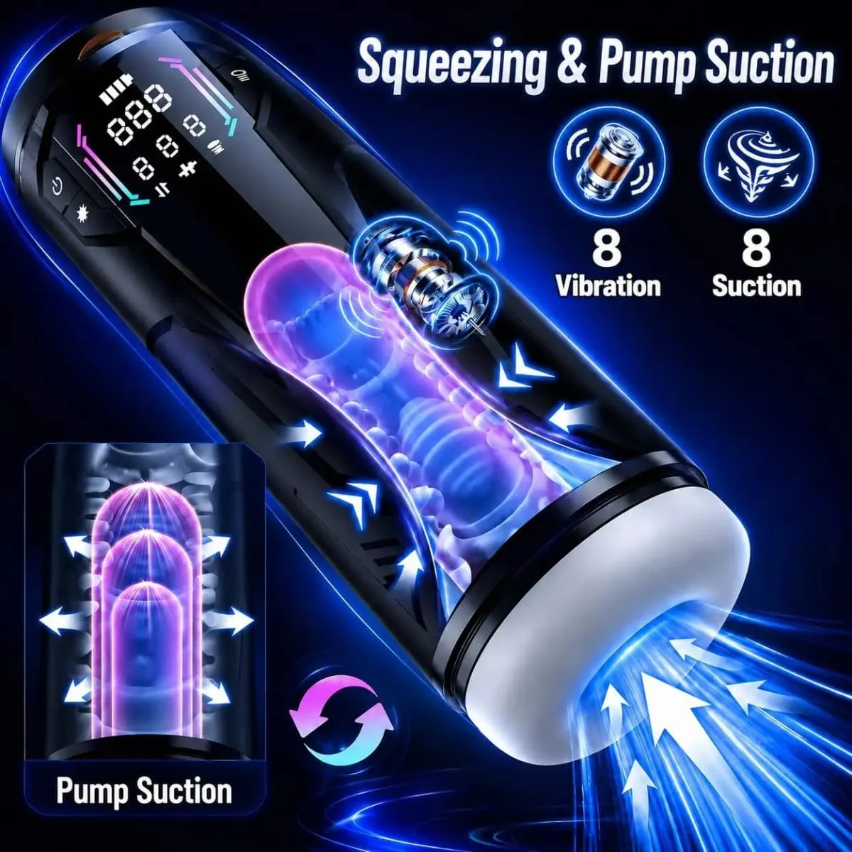 Automatic Telescopic Male Masturbator 7 Thrusting Rotating Modes Pocket Pussy Blowjob Sex Machine Penis Pump Piston Mastubator