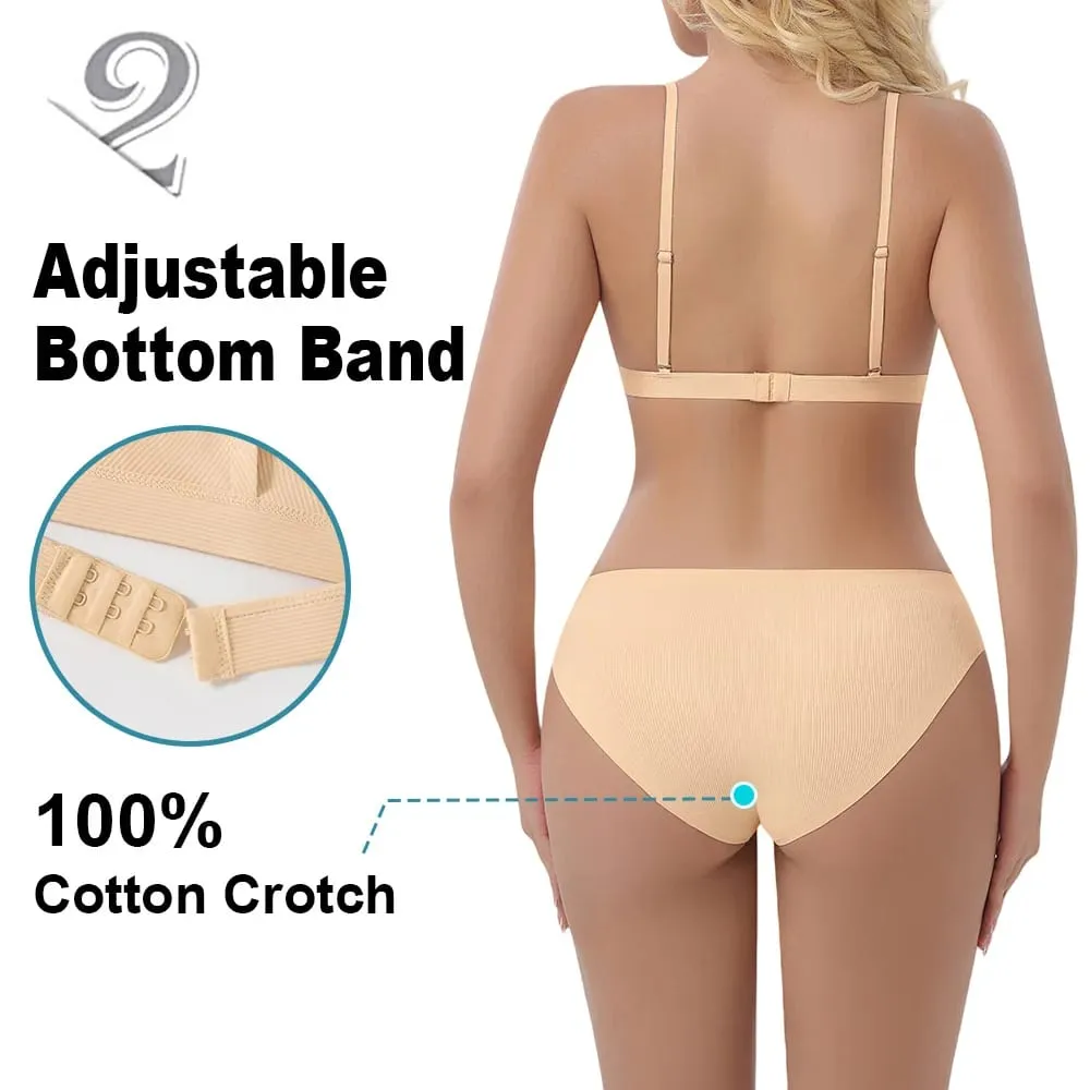 Dames naadloze randloze beha geribbelde driehoekige cup ondergoed slips set ondergoed dames set sexy lingerie — image 4