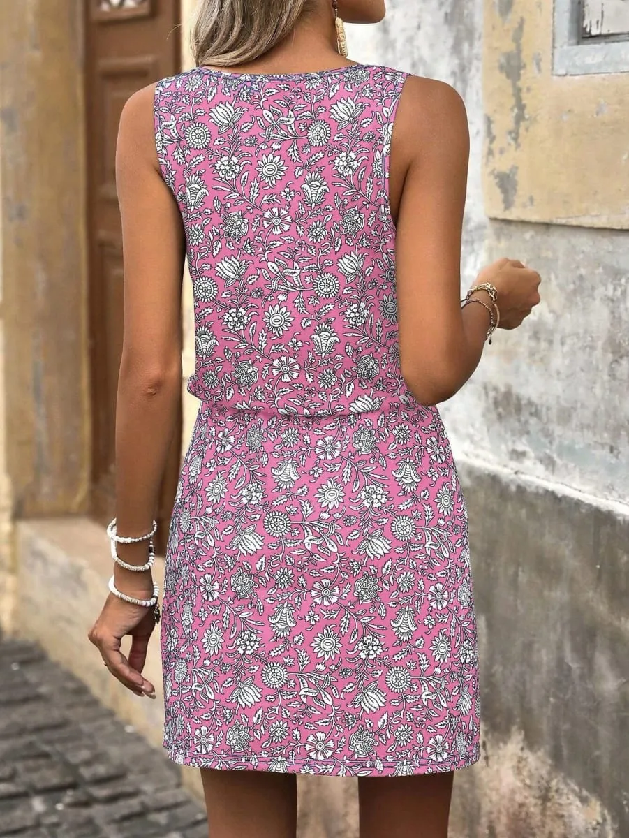Women's Spring/Summer Floral Print Resort Style Sleeveless Casual Dress — image 3