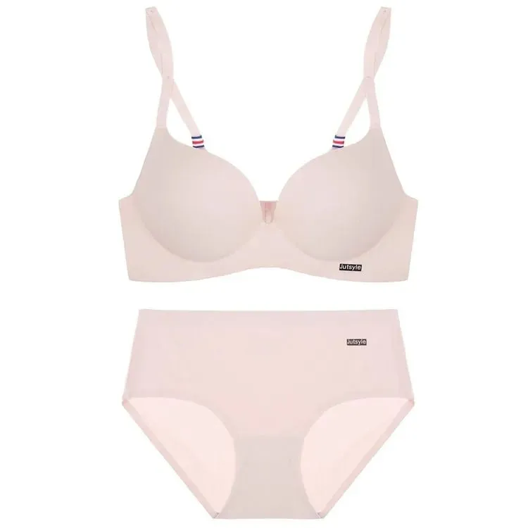 Wireless Ice Silk No Steel Ring Seamless Bra Set Women Push Up Bra Beautiful Back Sexy Bra Underwear Comfortable Seaml