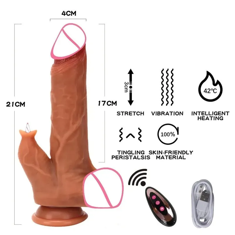 Realistic Heating Telescopic Dildo Vibrator Penis Dick Butt Plug Masturbator Sexy Adult Women Anal Dildos Vibrators Sex Toys 18 — image 9
