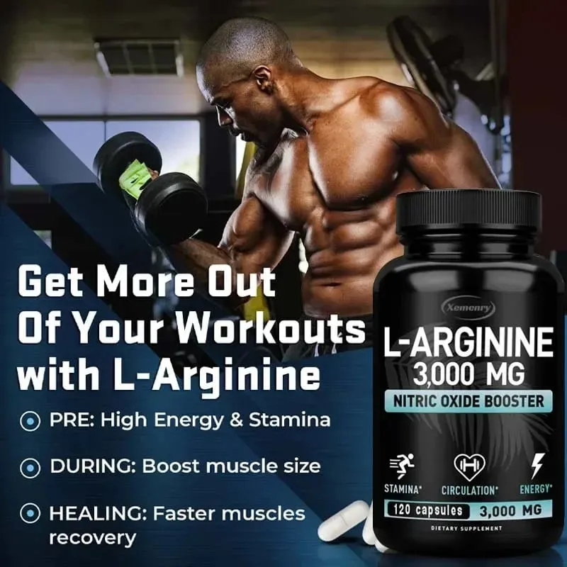 L-Arginine - Strengthen Muscles Improve Blood Circulation and Boost Energy Endurance and Athletic Performance