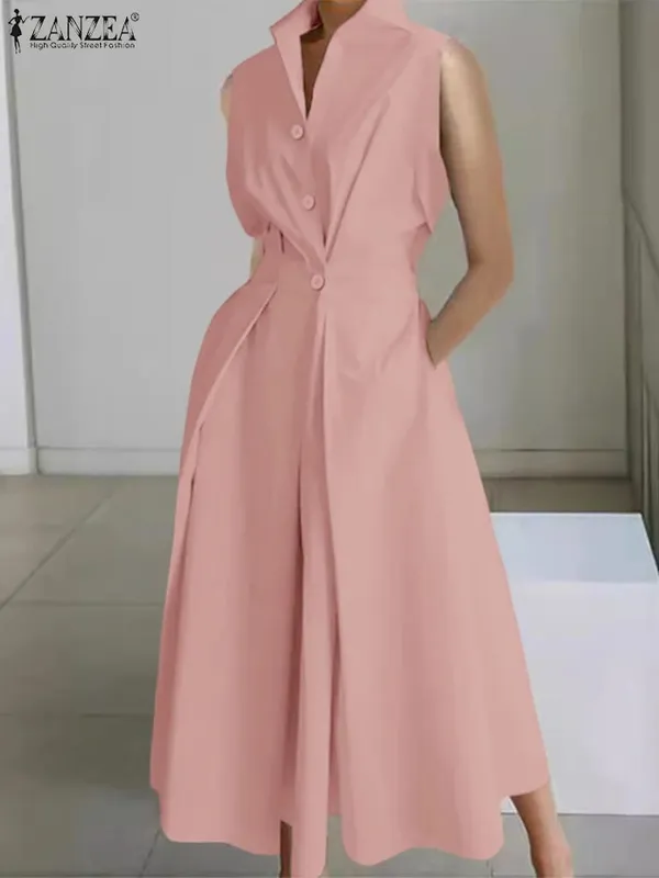 Elegant Chic Women Long Dresses Casual Short Sleeve Collared High Waisted Casual & Day Shirt Dress Solid Color S-3XL