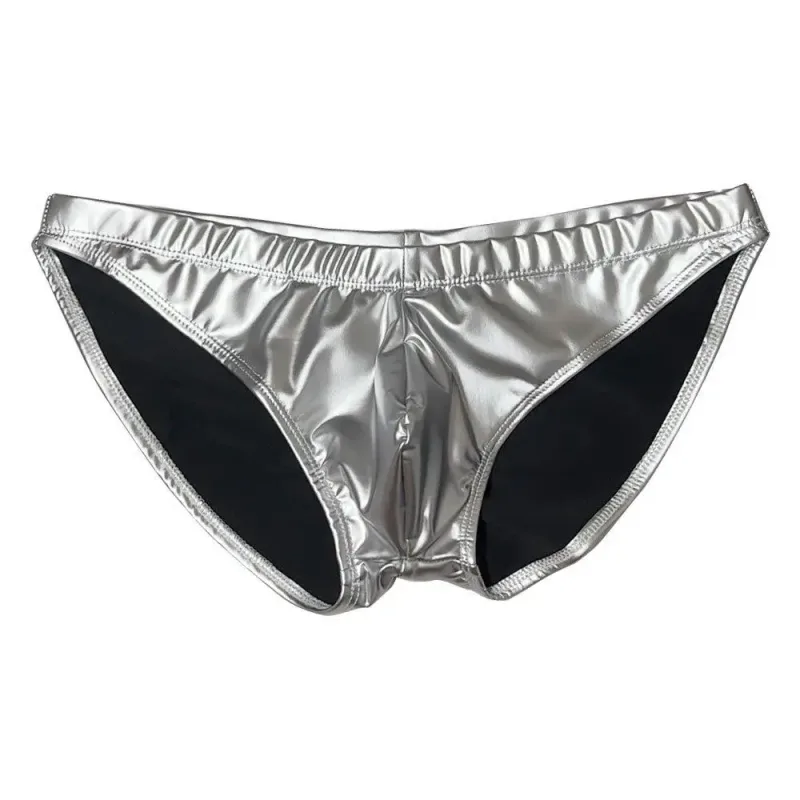 Celana Renang Mengkilap Minyak Busa PU Elastis Bokong Rendah Pengangkat Bikini Slip Shirring Jahitan Selangkangan Pakaian Dalam Celana Pendek Mandi
