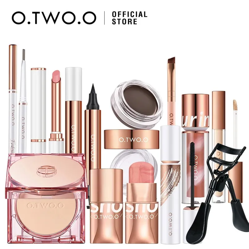 O.TWO.O Full Makeup Set 10pcs Cosmetics Kit Mascara Eyeliner Foundation BB Cream Air Cushion Concealer Lipstick Makeup for Women