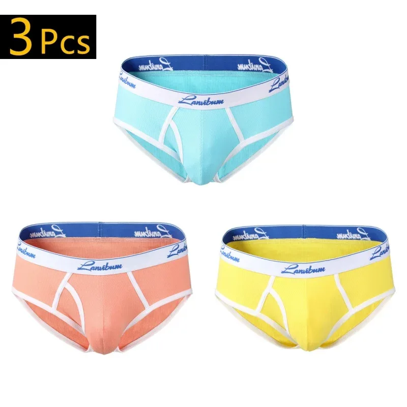 1/3 PCS New Men's Underwear Mid Waist Thread Cotton Breathable Solid Color Youth Underwear Men's Triangle Pants — image 27