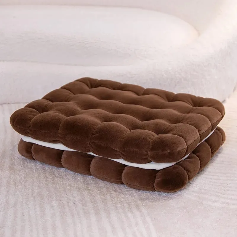 New Simulation Little Biscuits Doll Cushion Stuffed Round Cookie Plush Toys Creative Soft Pillow Chair Car Seat for Kid Gifts