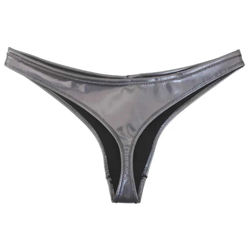 Pria Seksi Ukuran Besar Lateks PVC Mengkilap Panas Pendek Cembung U Kantong G-string Pakaian Dalam Modis Celana Ketat Lingeries PU Celana Panggung — image 5