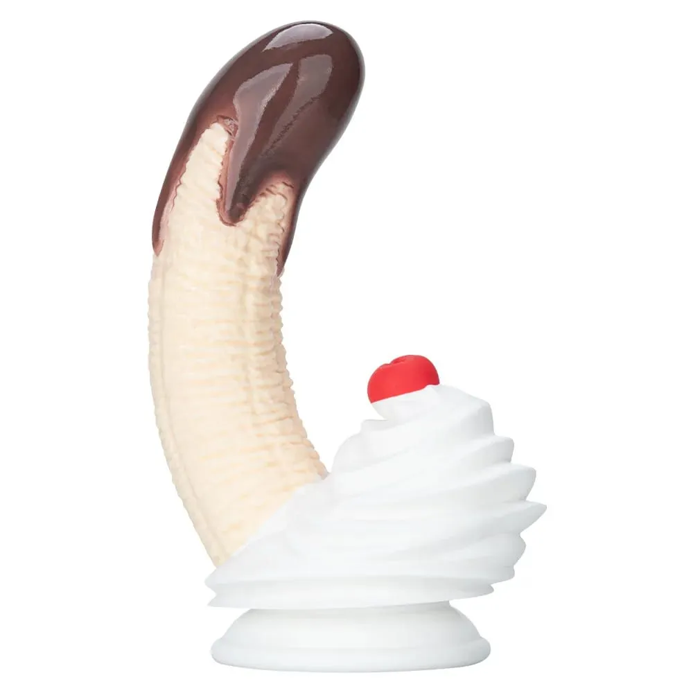 Banana Sundae Silicone Dildo na may Strong Suction Cup Cream at Cherry Design na Tatlong Laki ng Food Grade Silicone Sex Toy para sa Unisex
