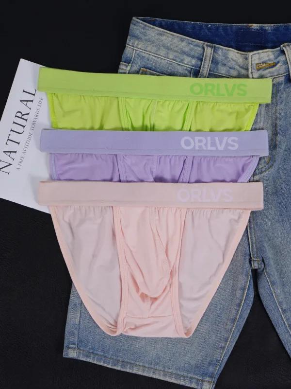 1PCS Men's Modal Ultra-Thin Barely-There Briefs U Convex Pouch Bright Solid Color Elastic Waistband Breathable Daily Underwear