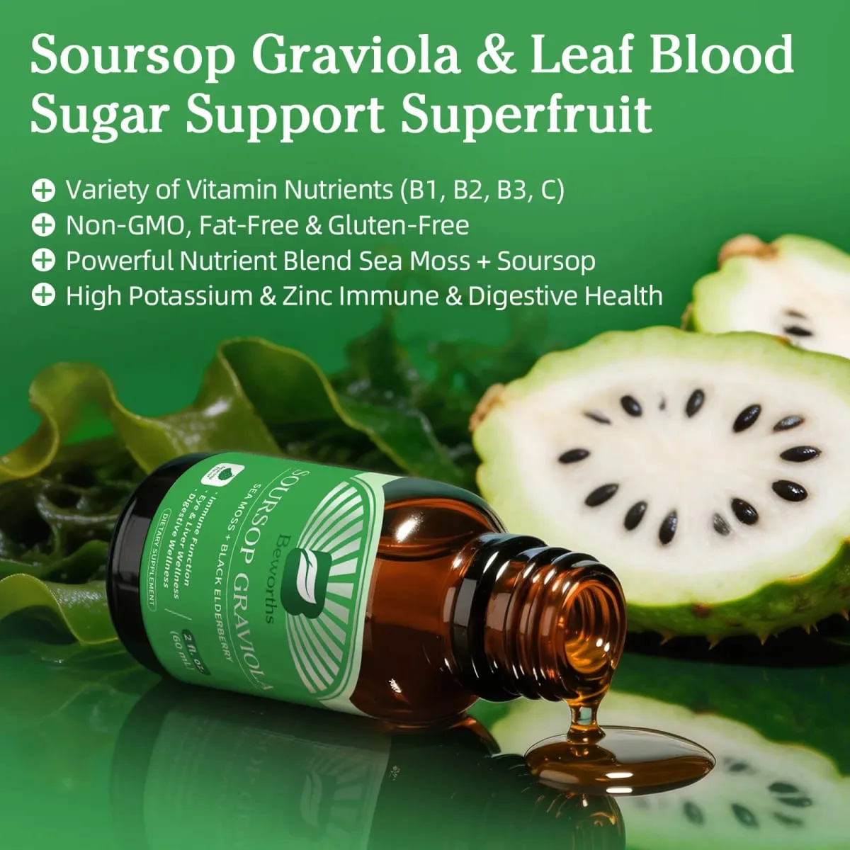 Natural Soursop Graviola Extract Drop Support Immunity and Digestive Health Detox & Cleansing Gluten-Free SUGAR FREE — image 4