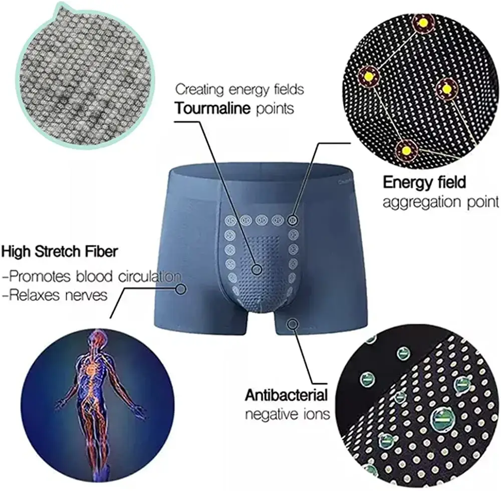 Eft Energy Field Therapy Men's Underwear 3pcs/set Boxer Pants Man Boxer Briefs Magneticfit Pants Breathable Bottom U Convex Pant — image 4