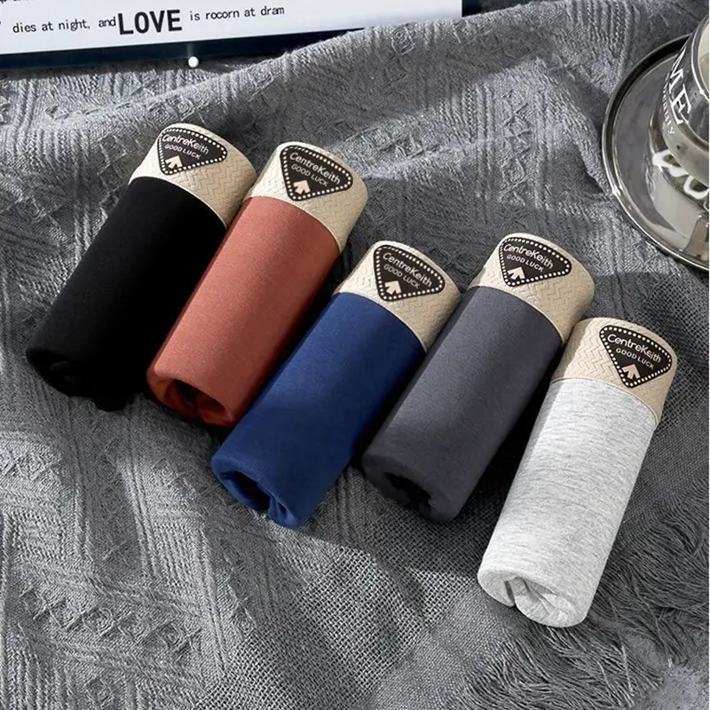 5pcs Pack Men Panties Cotton Underwear High Stretch Boxer Shorts Fashionable Sexy Men Underpant Plus Size L-4XL Breathable Men