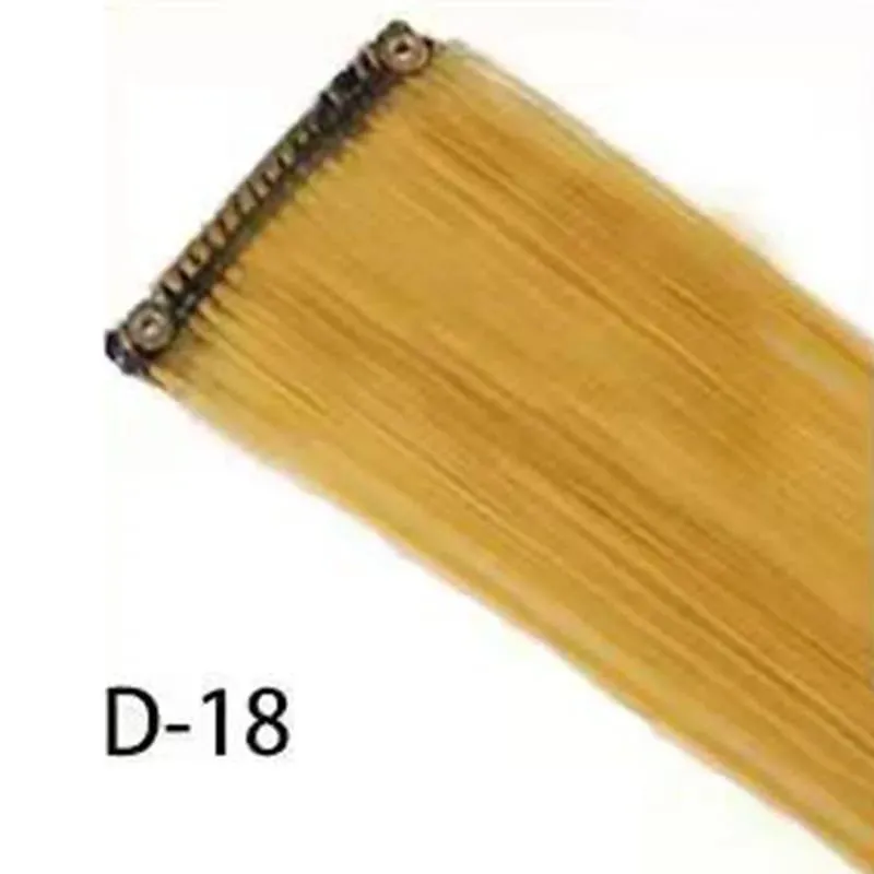 Synthetic 10Pcs colorful Hair Extensions Clip in Colored Party Highlights Extension for Kids Girls Long Straight Hairpiece