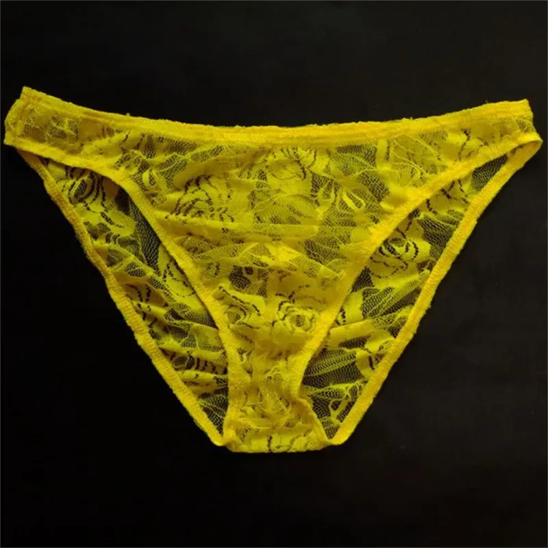 Lelaki Seksi Lace Seluar Dalam Lutsinar Perspektif Seluar Dalam Hollow Out Rose Mesh Seluar Dalam Lelaki Rendah Naik