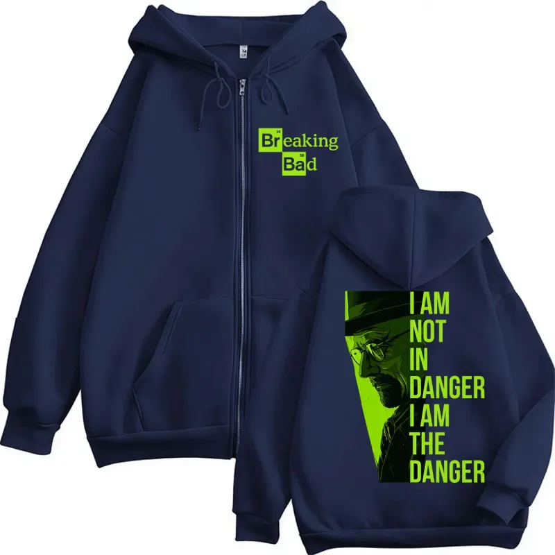 TV seriál Breaking Bad Heisenberg mikiny na zip I Am Not Danger I Am The Danger Muži Ženy Tepláky Volné Podzimní Ležérní Kabáty — image 4