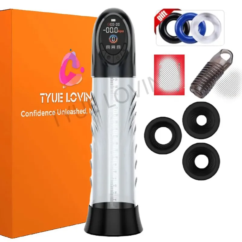 Pompa Penis Listrik Baru LCD Pembesaran Penis Memperpanjang Pompa Penis Pelatih Mengisap Pria Masturbasi Cup Pompa Kontol Mainan Seks untuk Pria
