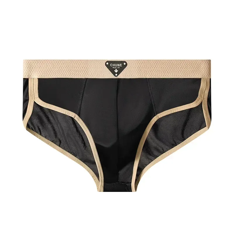 Slips en soie glacée pour hommes, sous-vêtements semblables à du Satin, sous-vêtements d'été respirants à séchage rapide, sous-vêtements Sexy avec pochette en U, 1/3 pièces