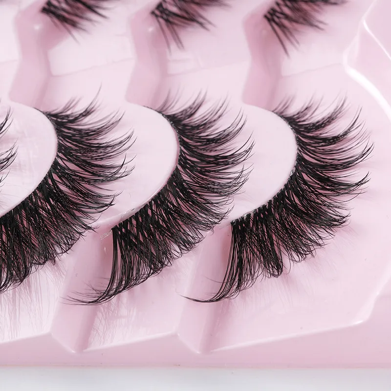 5 Pairs Cat Eye Lashes Faux Mink Eyelashes Natural long Manga Lashes Winged End Eye Elongated Eyelashes Fake Lashes Makeup