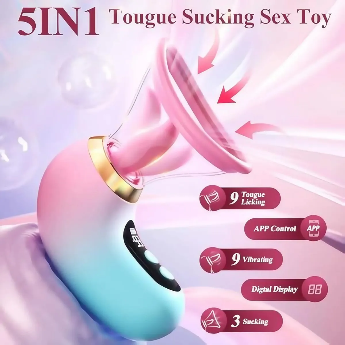 5IN1 Clitoris Sucker Vibrator Tongue Licking Nipple Vagina Massager APP Control Clit Stimulator Οθόνη σεξουαλικού παιχνιδιού για γυναίκες