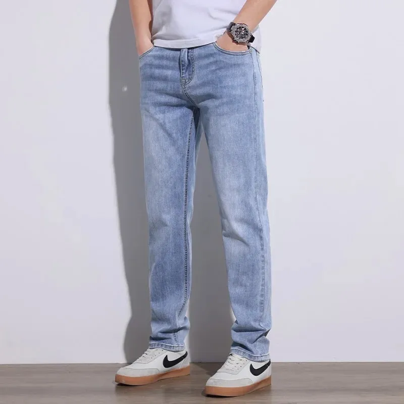 Men's Jeans Stretch Slim Regular Fit Gray Light Blue Dark Blue Jeans For Men Denim Pants Causal Streetwear Mens Clothing